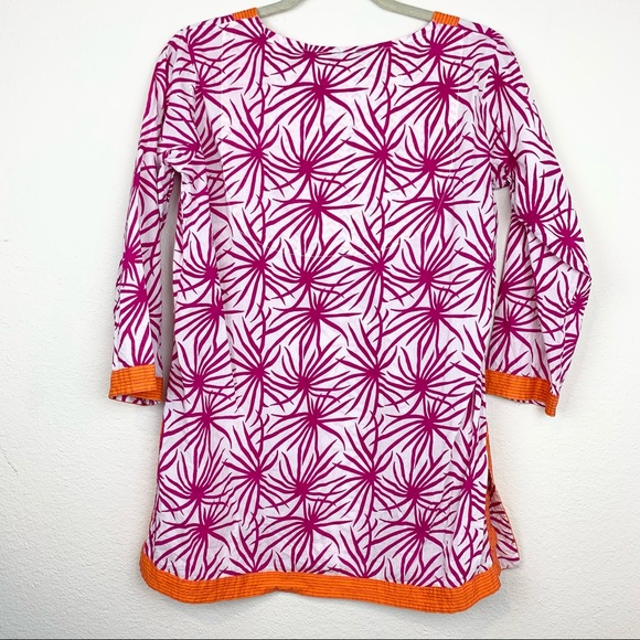 Gretchen Scott Designs Pattern Floral Cotton Tunic Blouse Top Bright - Picture 5 of 7